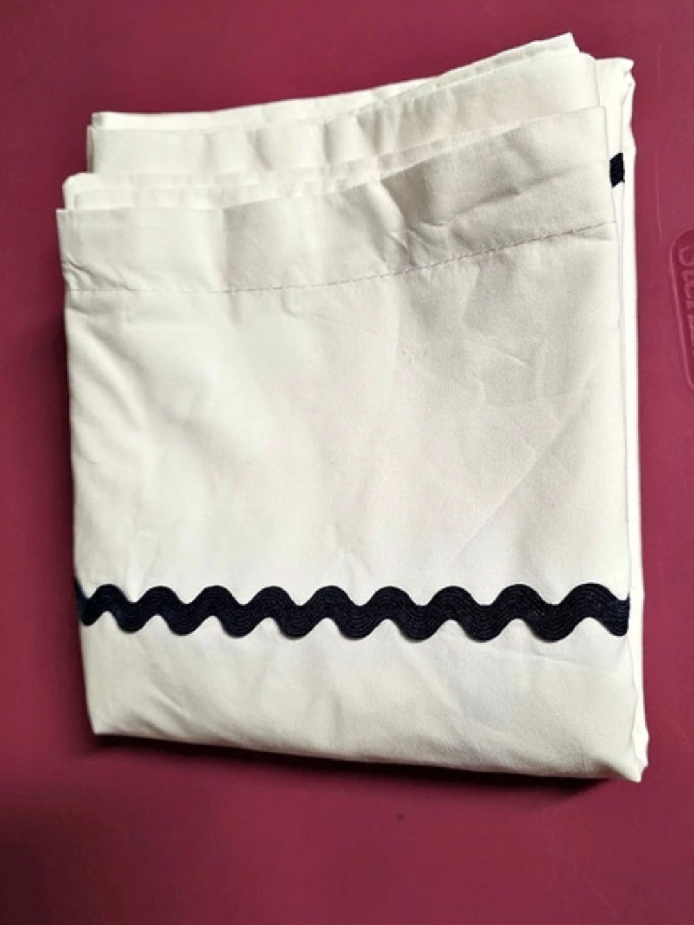 Pillowcase White & Blue Cotton 100%  New